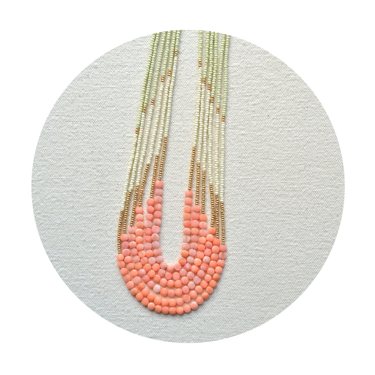 HALF OFF The Enamoured Necklace - Pink Coral with Vintage Color Palette