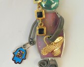 Girl magnet stained glass (vitrage) handmade by dalit glass free shipping
