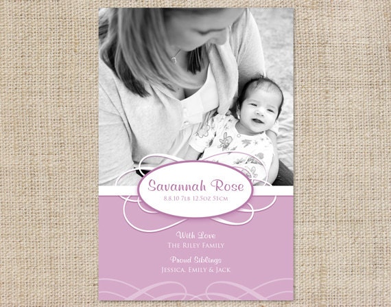 Printable Custom Baby Girl Birth Announcement - Sweet Savannah Il_570xn