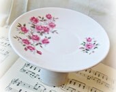 Sophie Cupcake Stand. Dessert Pedestal Jewelry Holder Candy Dish. Upcycled Vintage. Pink Flowers Floral Kitchen Party Hostess Gift