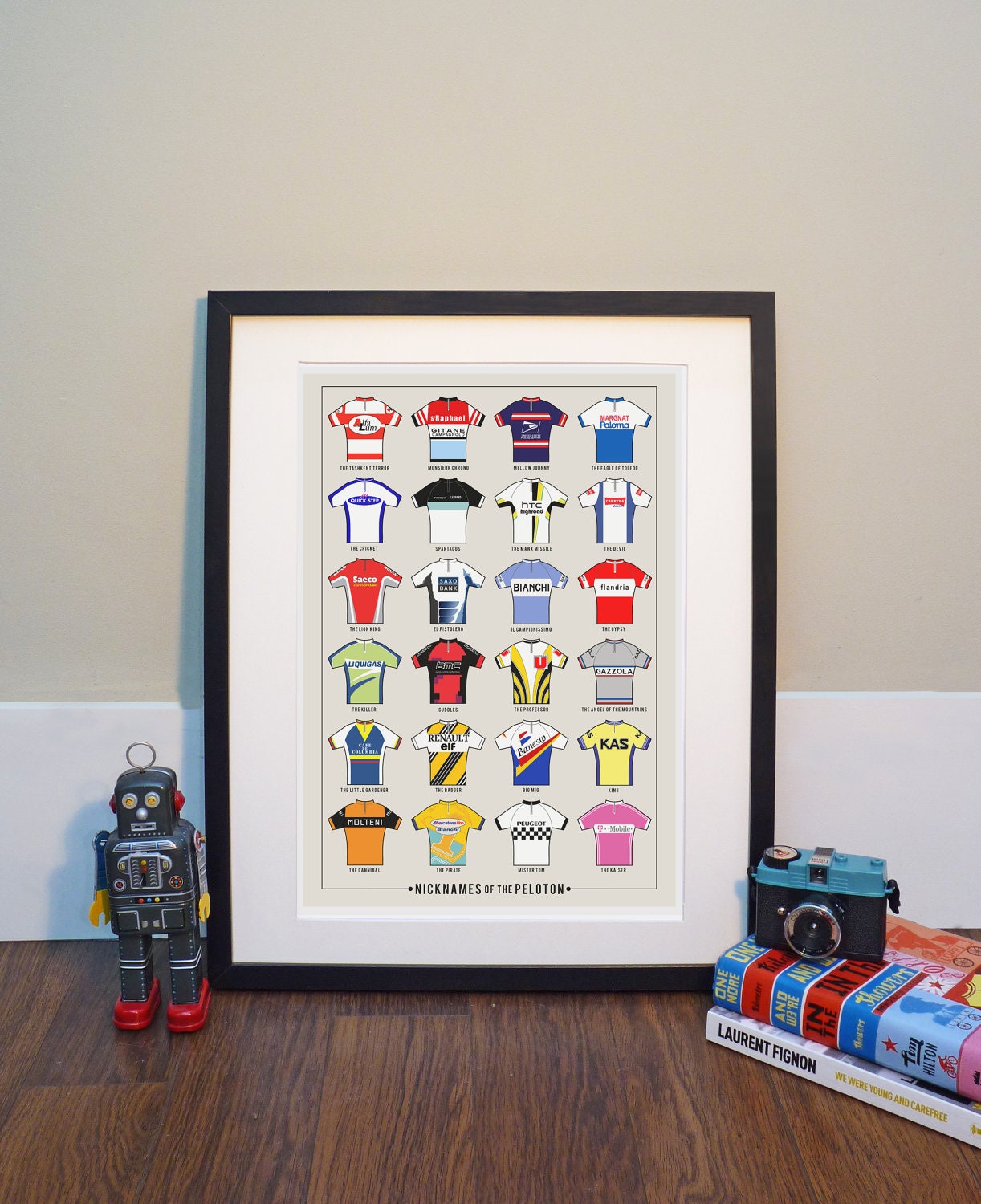 Cycling Art Infographic Print (Medium) - Nicknames of the Peleton (Size A3, 16.5" x 11.5")