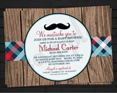 Rustic A New Little Man Mustache Bash Birthday or Baby Shower Invitation Digital File YOU-PRINT Il_170x135