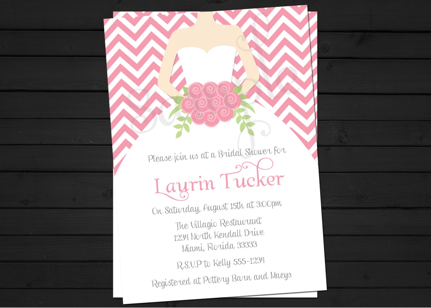 Chevron Bridal Shower Invitation Digital File YOU-PRINT Il_570xn