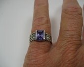 Amethyst and Marcasite Sterling Silver Ring
