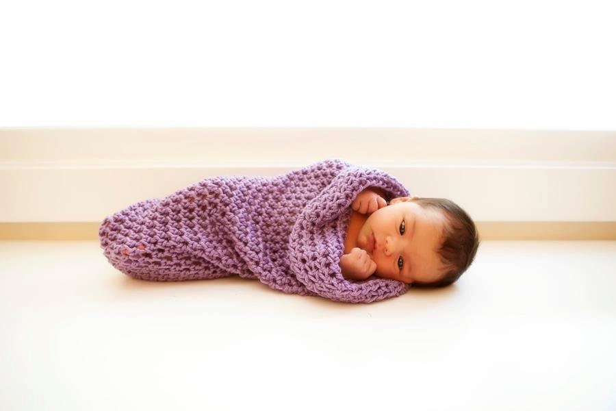 Crocheted cocoon photo prop