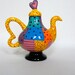 Hand Painted Teapot Mad Hatter Series