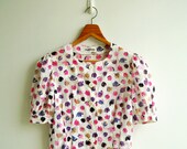 Vintage Sweet  Tulip Flower Printed Puff Short Sleeves Top