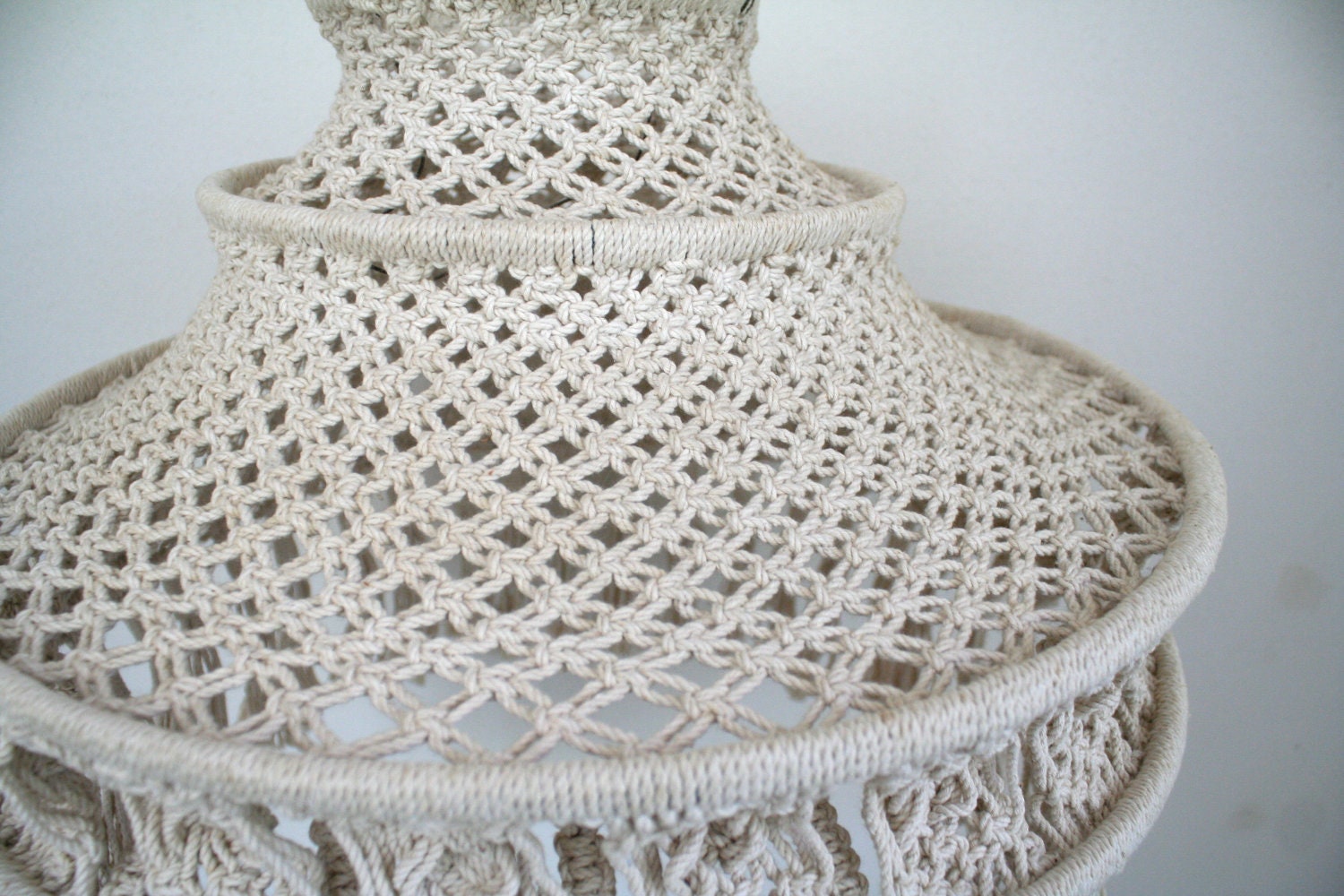 70s Macrame hanging lantern