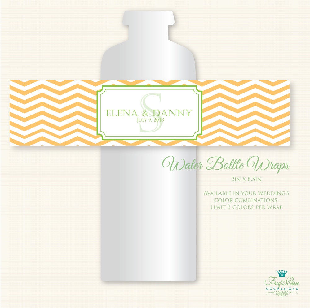 Chevron Wedding Custom Water Bottle Labels - Printable