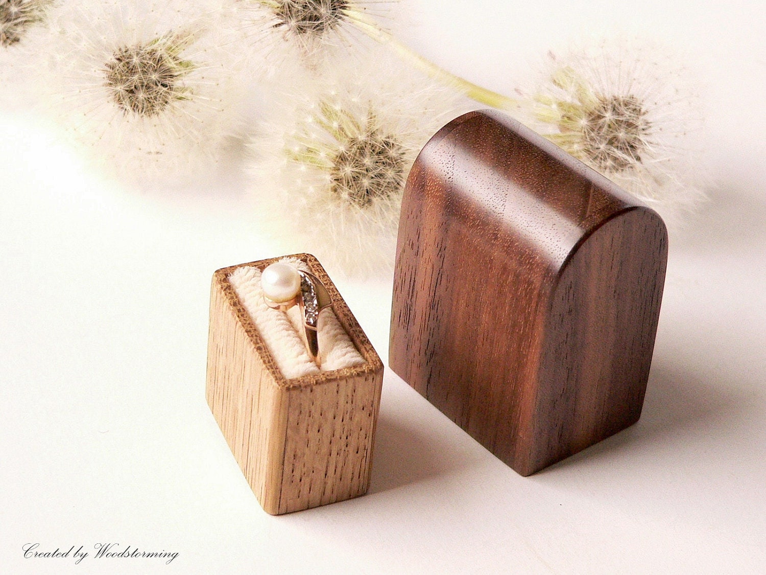 Engagement ring box - original Woodstorming design wooden handmade ring holder - MADE TO ORDER