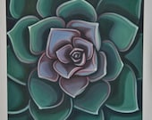 Succulent Echeveria Original Oil Painting by Carin Vaughn