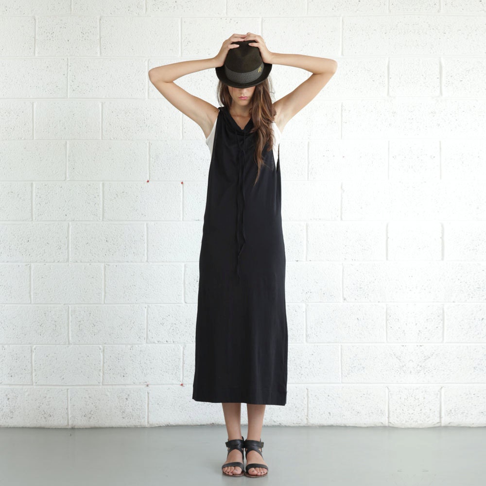 Drawstring maxi dress , Knit Maxi Dress.