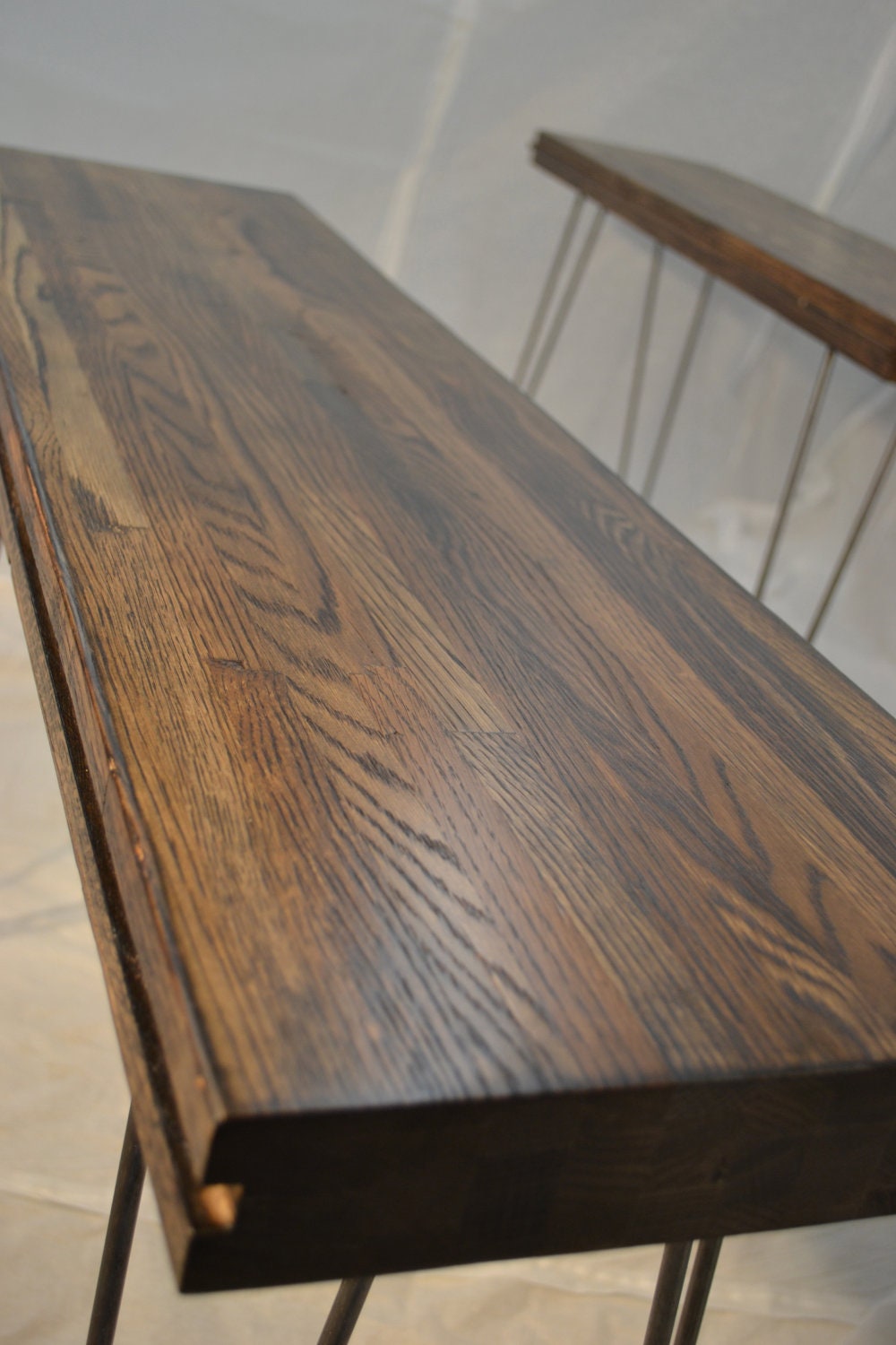 Side Table: Reclaimed Oak From Train Cars (48" x 12" x 30")