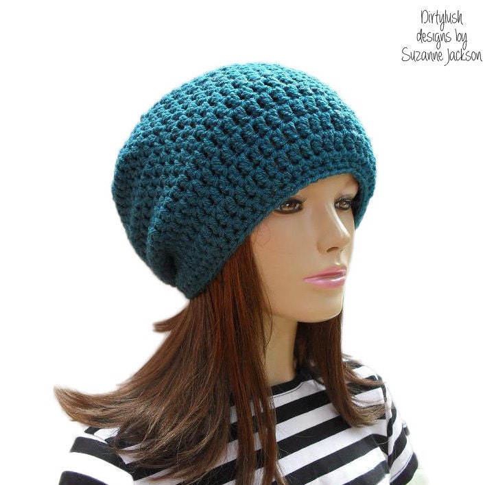 Teal slouchy beanie hat