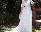 Classical Elegance-Vintage 1960s Organdy and Lace Lawn Garden Wedding Gown