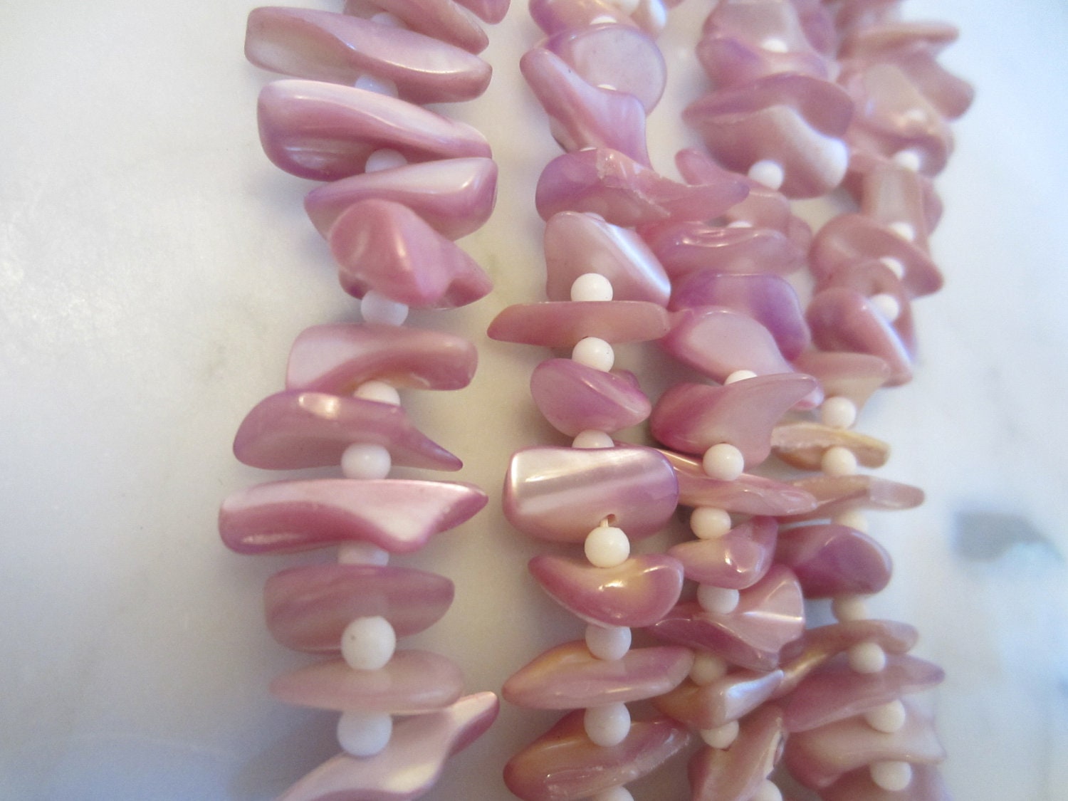 Vintage Lavander Mother of Pearl Necklace and Earring Set