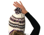 knitted women hat, Pom-Pom Ear Flap Hat, 2013 knit trends ,for her, fashion accessory, winter trends