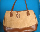 Large Vintage ETIENNE AIGNER  Straw Handbag / Very Nice Roomy Purse