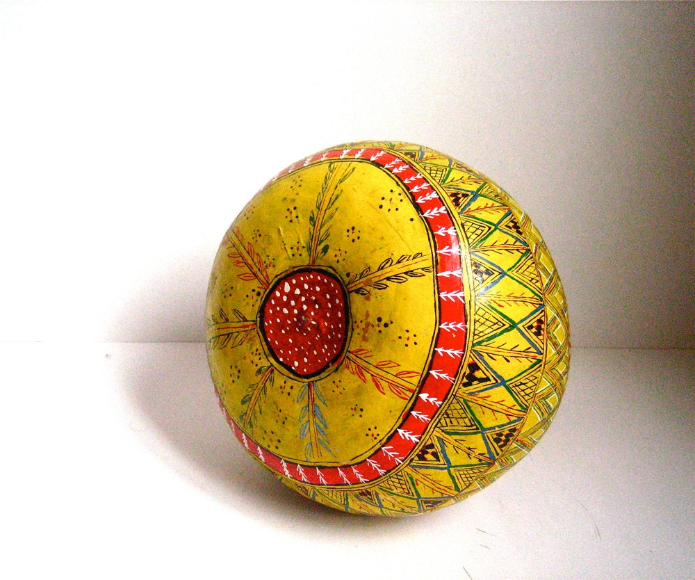 RESERVED for Ana  vintage hand painted gourd