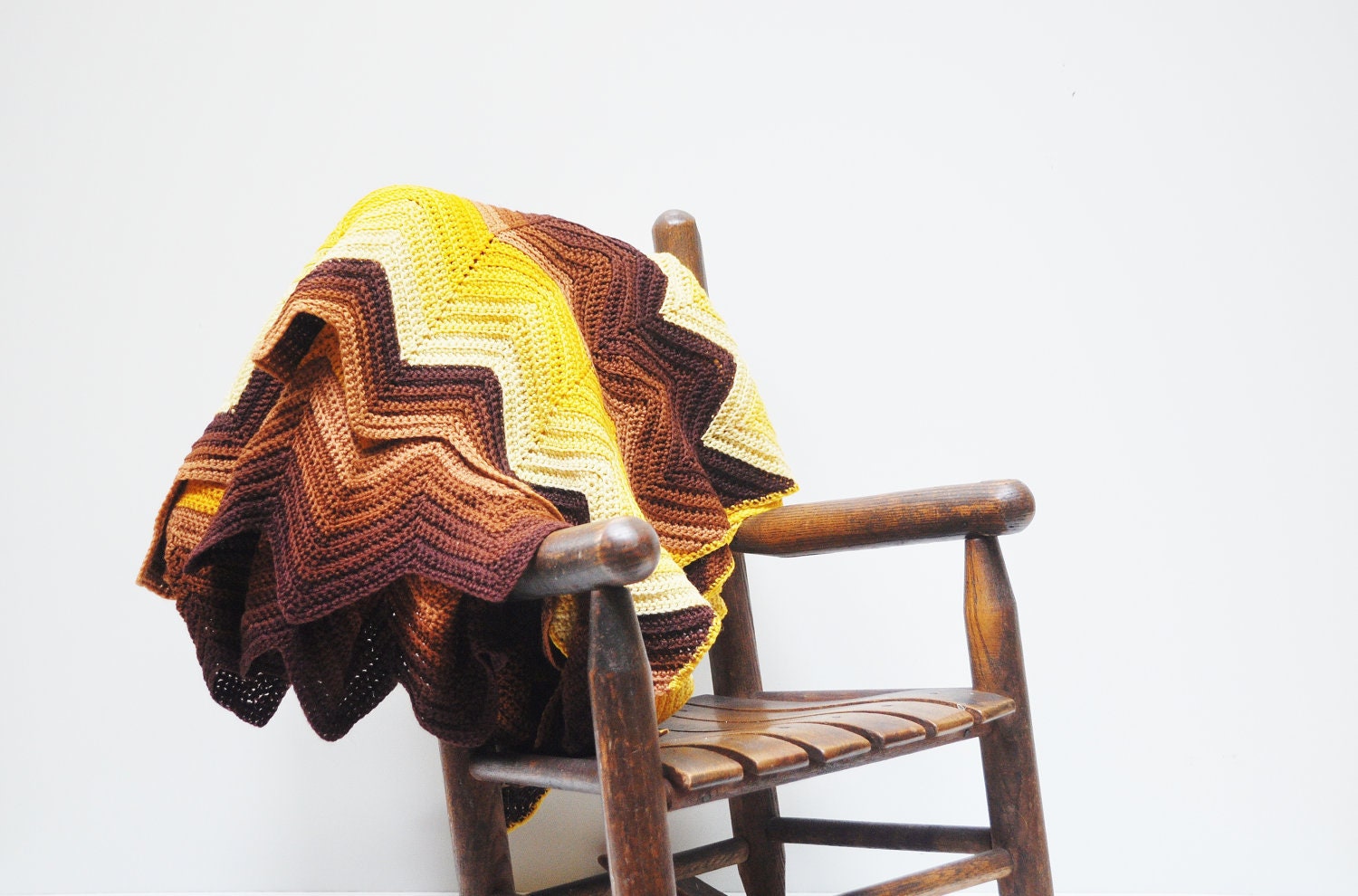 Chevron Stripe Afghan - Warm Autumn Colors