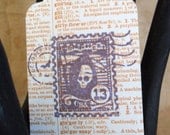 Halloween Postmark Grim Reaper Death Dictionary Gift Tags Favor Tags Handmade Die Cut Hand Stamped All Hallow's Eve Purple Orange
