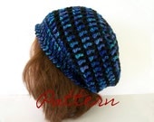 Crochet Pattern: 2 Color Lace Spiral Slouch Hat Pattern Instant Download
