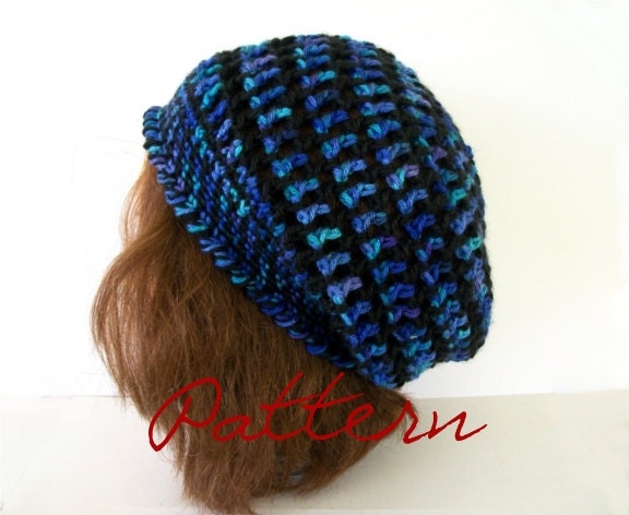 Crochet Pattern: 2 Color Lace Spiral Slouch Hat Pattern Instant Download