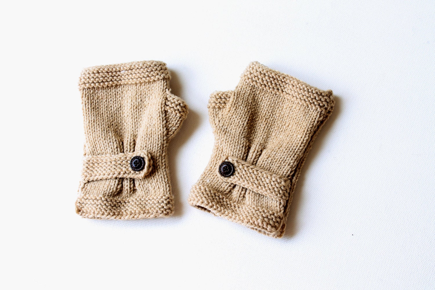 Autumn Finds/ Arm Warmer / Hand Knit Fingerless Gloves /Khaki Camel /Medium size fits most. / Autumn color/ Front Page