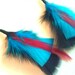 Feather Hoop Earrings Blue, Black and Red