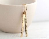Slim Minimalist Gold Earrings / Sparkly Sequin Hammered Gold Filled Bar Earrings / Everyday Jewelry by burnish
