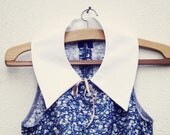 Detachable white pointy collar with beige/champagne ribbon closure - Made to order
