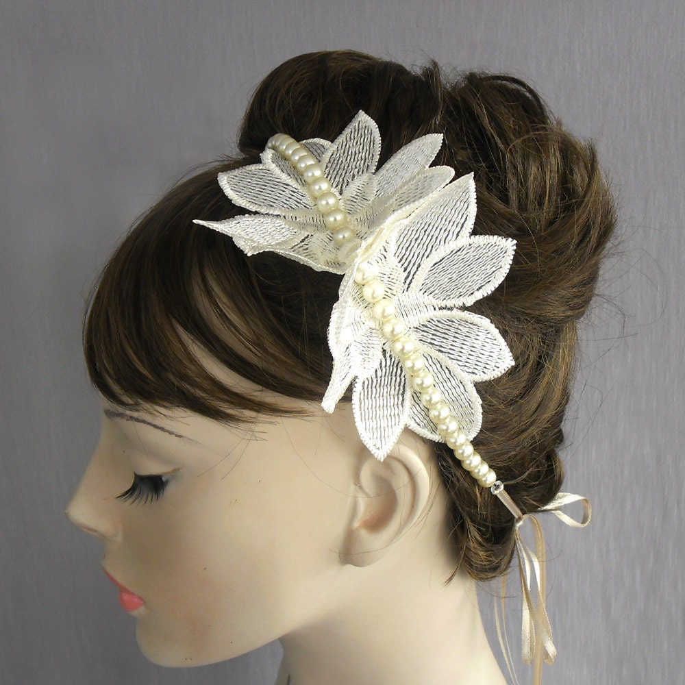 Bridal Pearl Headband & Statement Necklace. Double Usage. Handmade Bridal Accessory. Unique Design.