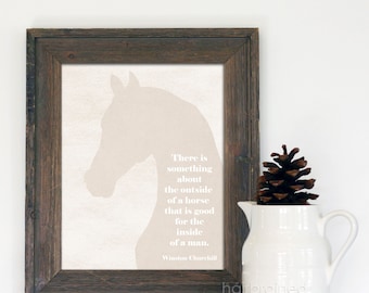 Cowboy Poster Something About the Inside of a Horse - Western Cowboy Horse Quote Print - Pale Beige Gray