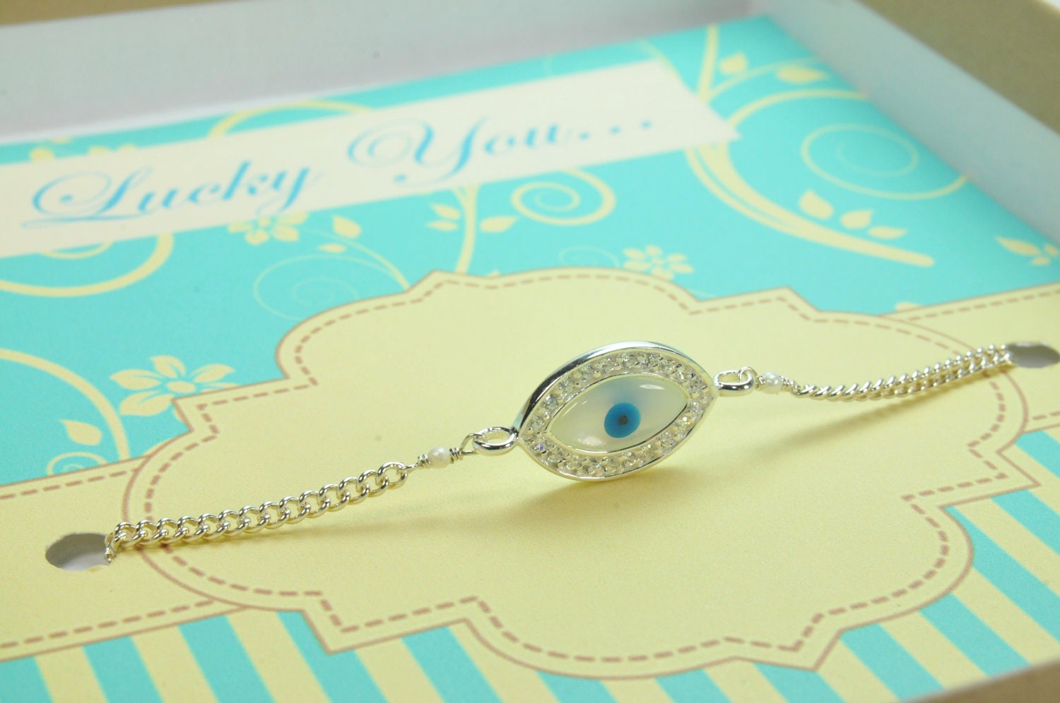 Evil Eye Bracelet/ Evil Eye Jewelry Ideas/ Gift with Card Evil Eye/Will you be my Bridesmaid
