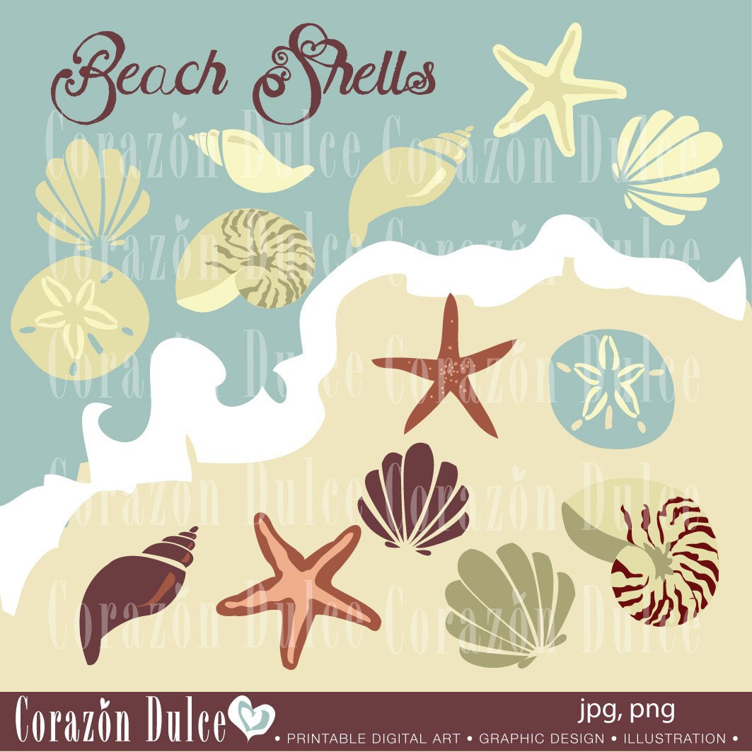 BEACH SHELLS Digital Clip Art Set - Personal and Commercial Use Clip Art/ Originals design element