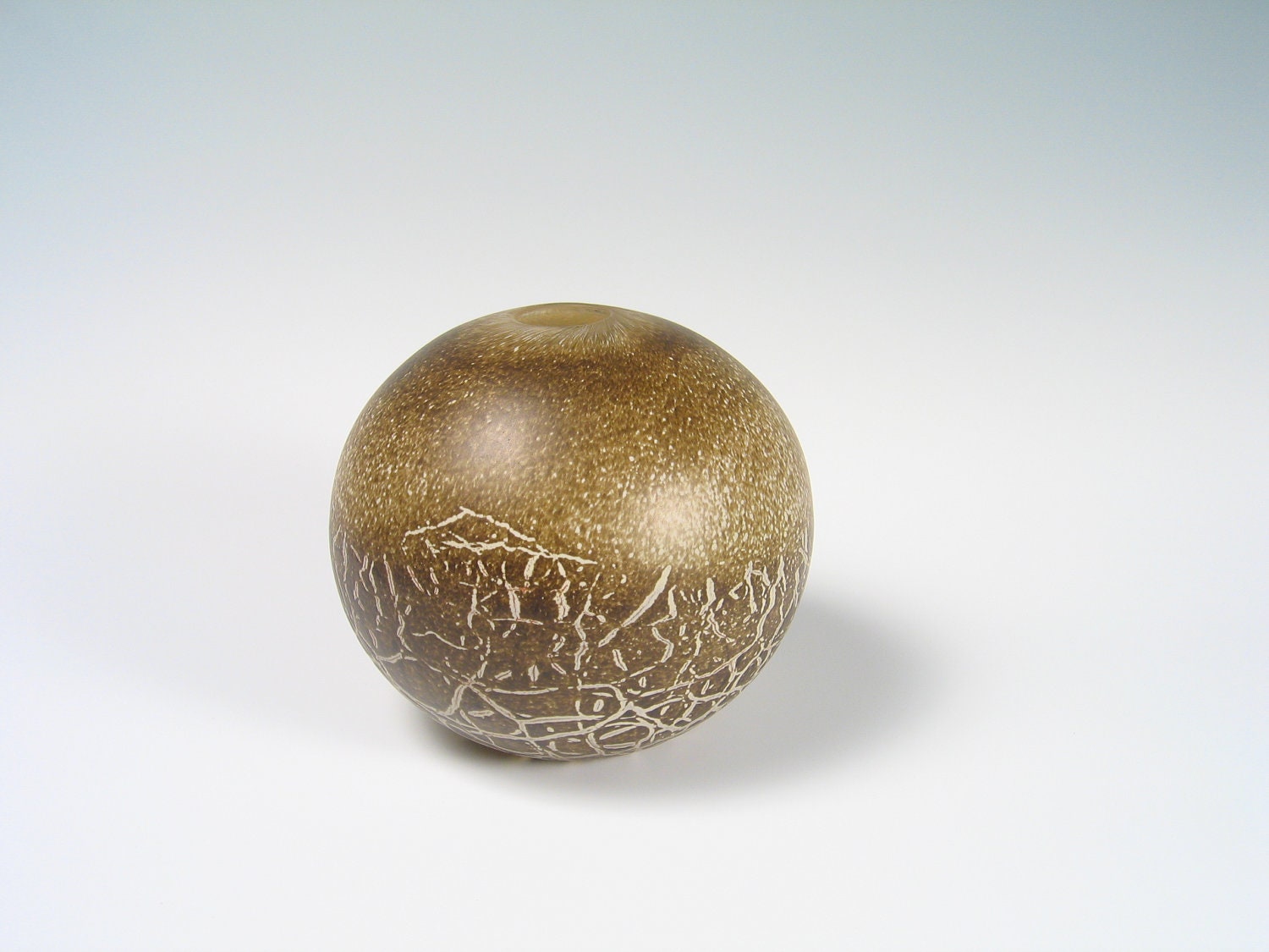 Hand Blown Glass Vase Round Sphere Earthy Olive Green Brown Stone Tribal Minimal Gifts for men