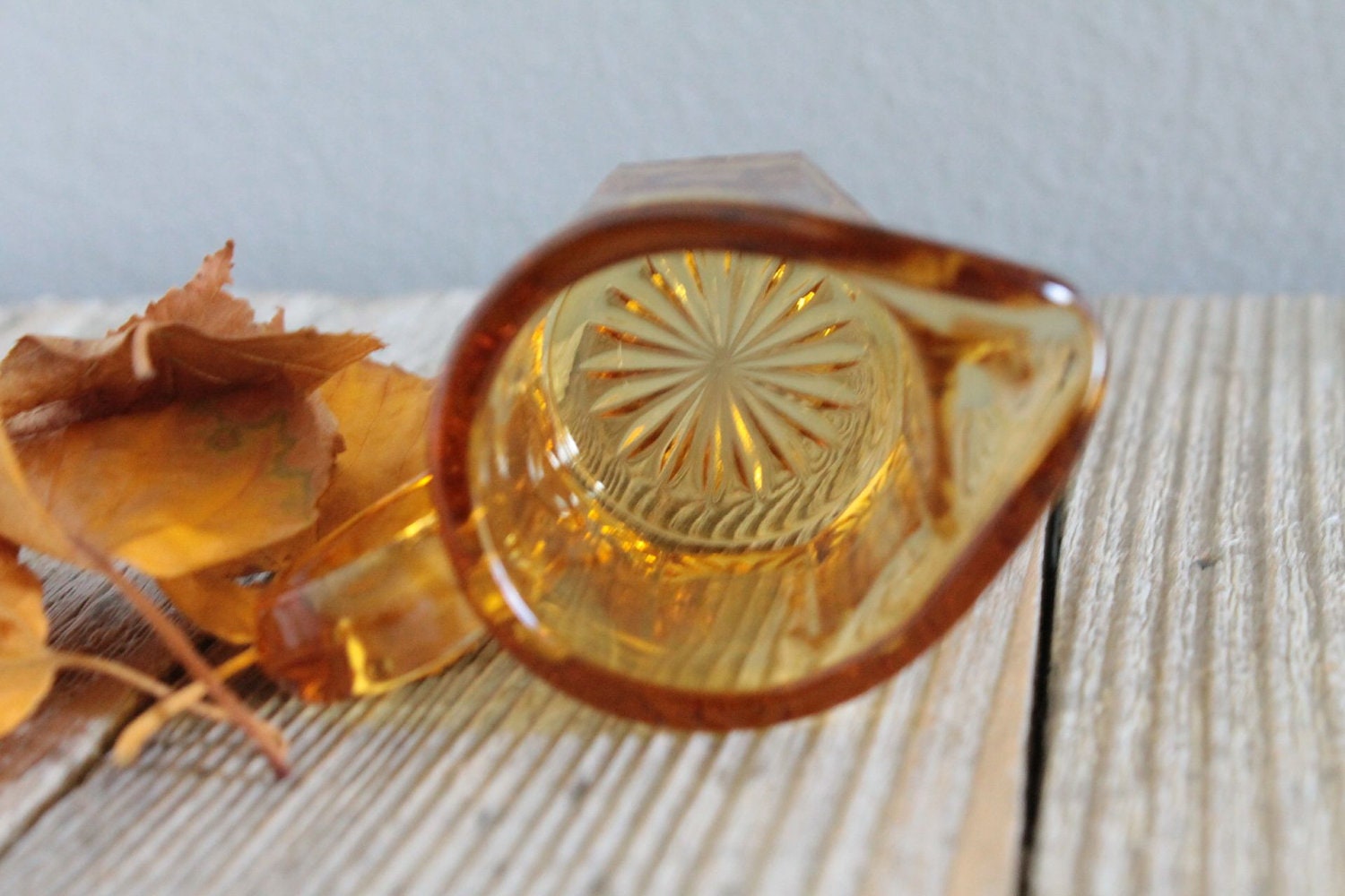 Vintage Amber Depression Glass Pitcher