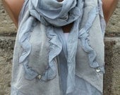 Gray Scarf  - Shawl Scarf -  Cowl Scarf Bridesmaid Gift Women's Fashion - fatwoman