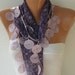 BIG SALE Purple Shawl Scarf  -  Cotton Scarf  -  Cowl Scarf with Lace Edge - fatwoman