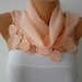 Salmon Scarf - Cotton Scarf - Cowl with Lace Edge -