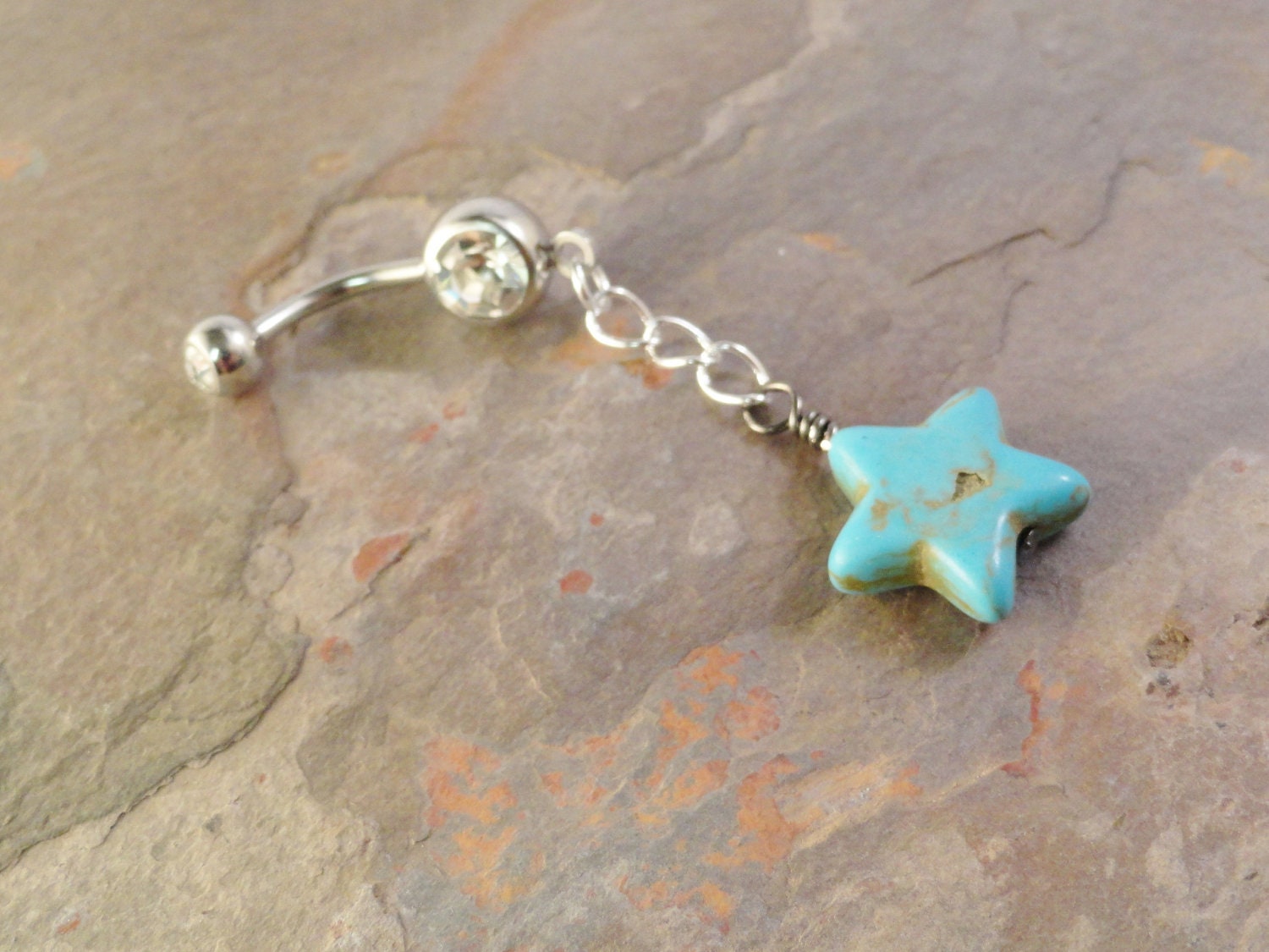 Turquoise Star Belly Button Jewelry Ring
