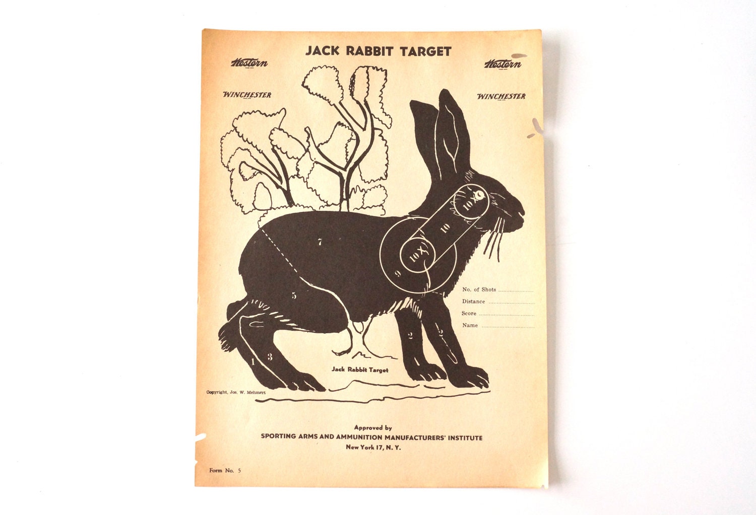 Vintage Winchester Jack Rabbit Shooting Target (12 x 9 inches) - Collectible, Home Decor, Paper Projects, and more