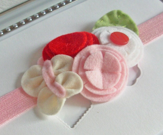 Passion Butterfly. Felt Flowers Headband.  Newborn's Gift. Girls Headband. Wool Felt.