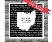 Personalized Map FRAMED ART Print Song Lyrics- Any Location, Any Song Wedding or Engagement Gift Great Wedding Gift Engagement Gift