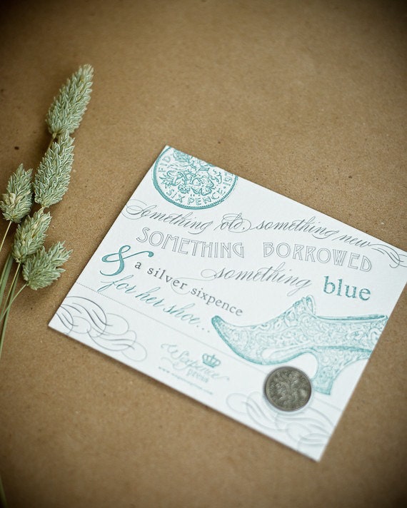 Lucky Sixpence Coin and Letterpress Card - Wedding Sixpence