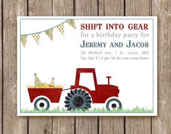 Tractor Birthday Party Invitation - perfect for any type of party on the farm and for farmers of all ages (DEPOSIT)