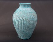 Hand Carved Earthenware Turquoise Vase