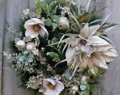 Christmas Wreath, Holiday Designer Décor, Elegant Christmas, Jeweled Fruit, Winter Floral Wreath