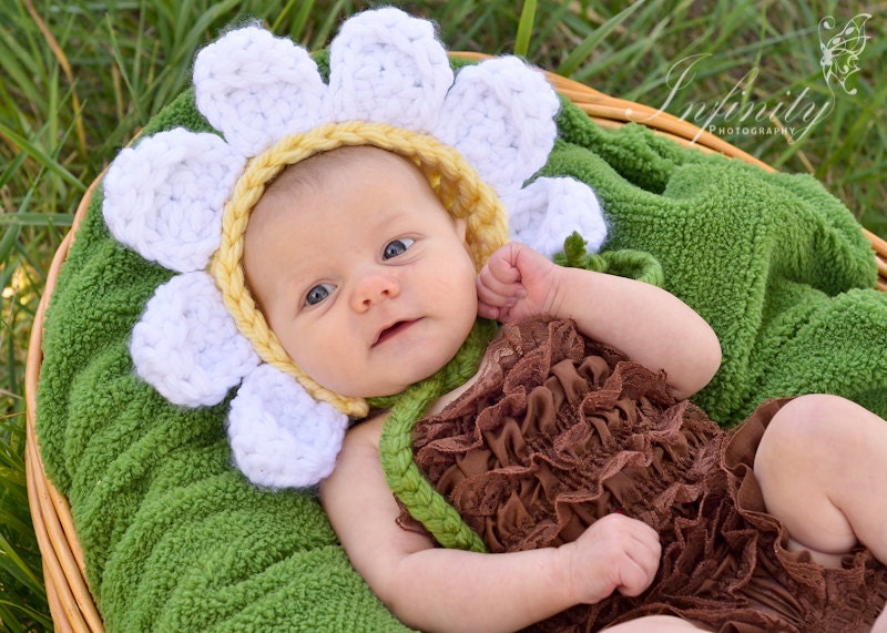 Newborn Flower Bonnet Newborn Daisy Hat Newborn Photo Prop Newborn Girl Prop