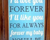 I'll Love You Forever I'll Like You For Always Wooden Distressed Subway Art Sign Wall Hanging